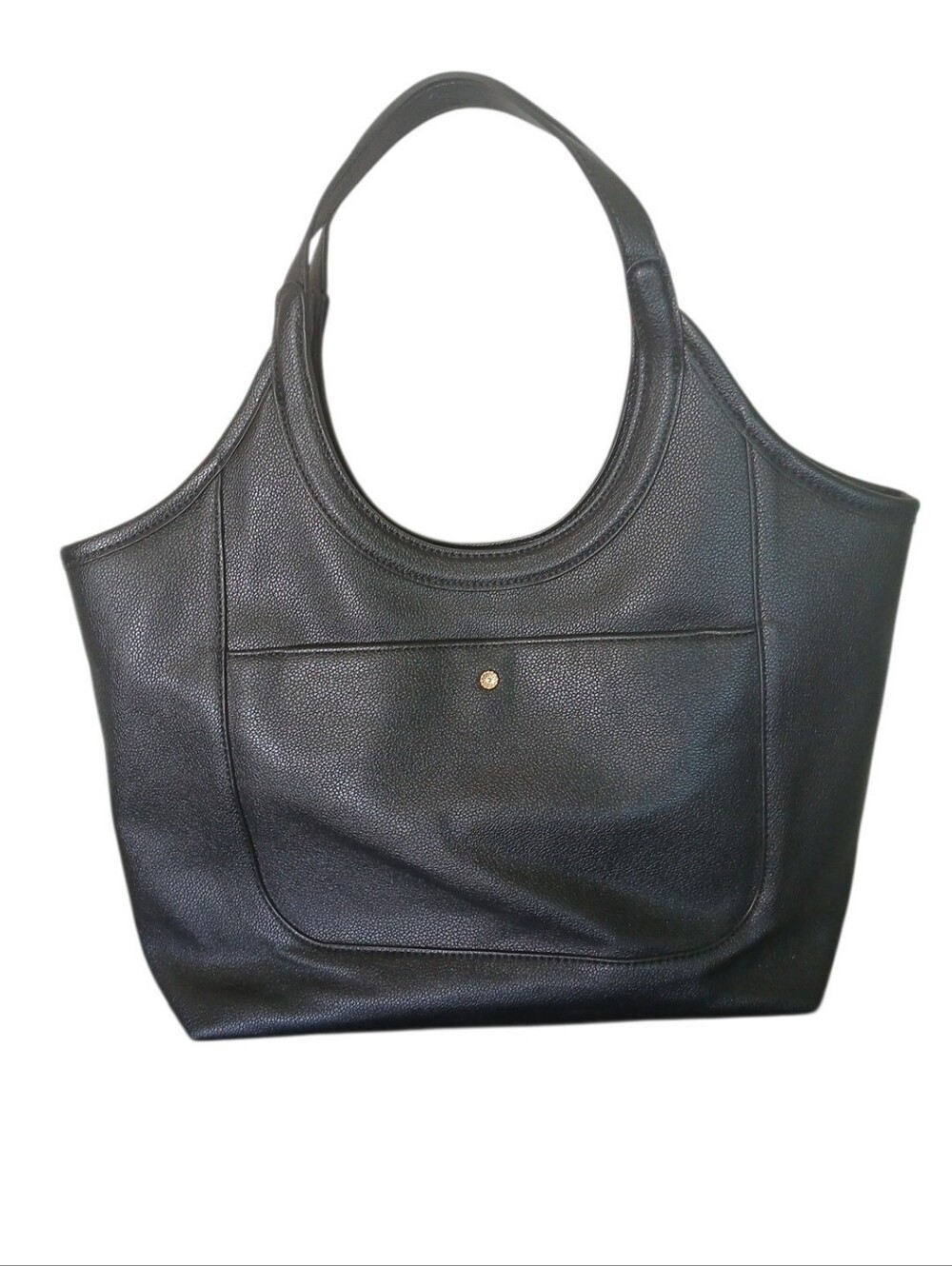 LC Lauren Conrad Black Pebbled Faux Leather Shoulder Bag with Front Pocket